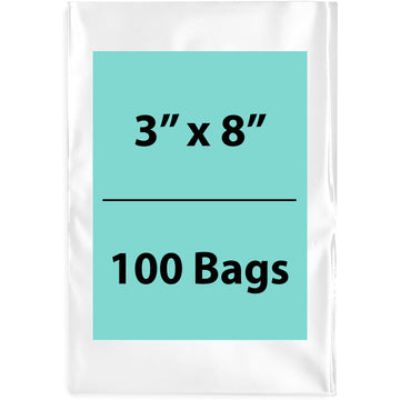 Clear Poly Bags 3"x8" 1.5 Mil 100 Bags